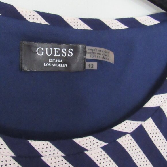 GUESS Blue/White Striped, Sleeveless Dress with tie Size 12 - Picture 2 of 9